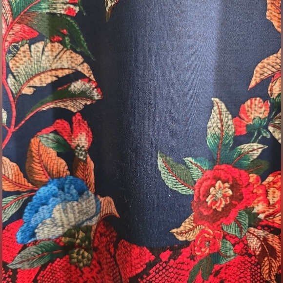 Pam & Gela Bye Birdie Track Dress Medium  Neoprene Long Sleeves Tropical Print - Picture 10 of 11